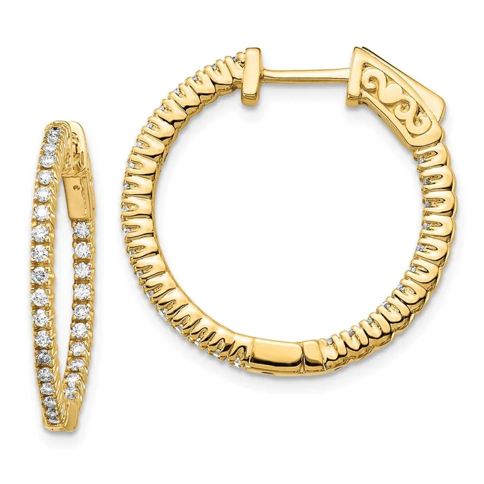 Earrings Goldia 14k Yellow Gold Diamond Round Hoop wSafety Clasp Earrings Earrings Goldia 14k Yellow Gold Diamond Round Hoop wSafety Clasp Earrings