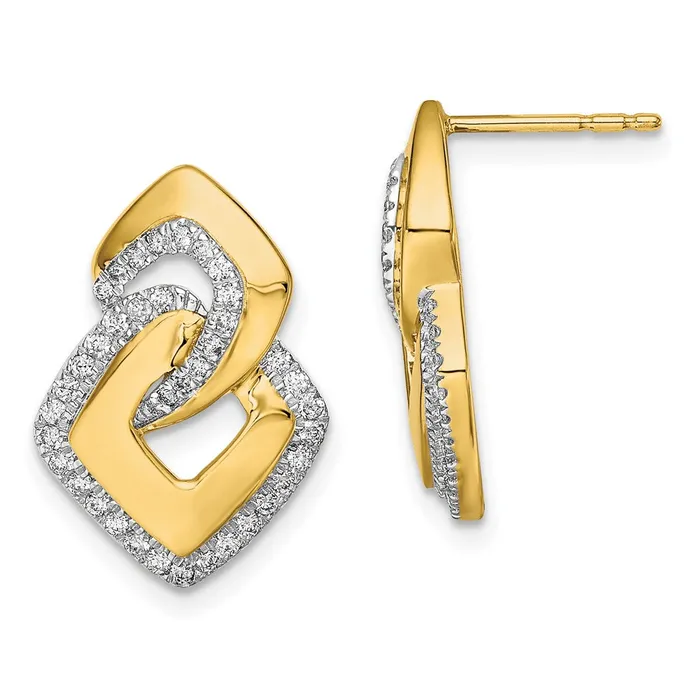 Earrings Goldia 14k Yellow Gold Polished Real Diamond Fancy Shaped Post Earrings Earrings Goldia 14k Yellow Gold Polished Real Diamond Fancy Shaped Post Earrings