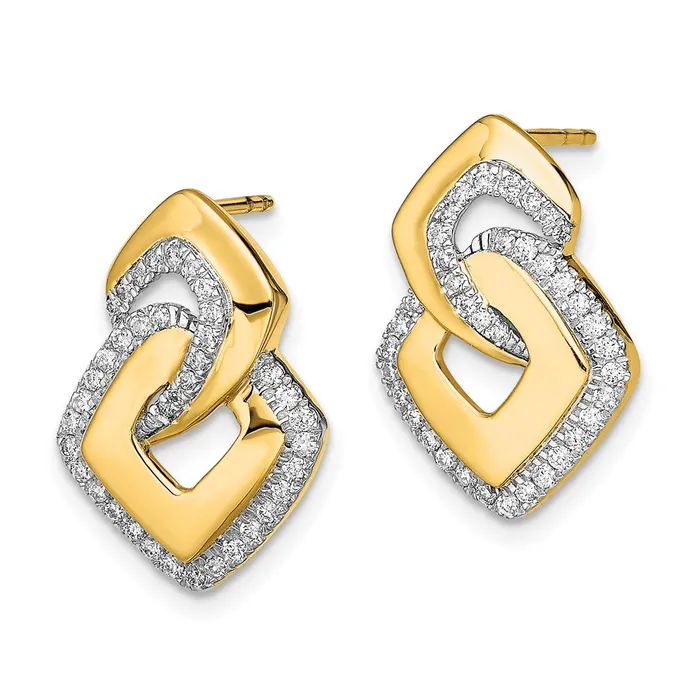 Earrings Goldia 14k Yellow Gold Polished Real Diamond Fancy Shaped Post Earrings