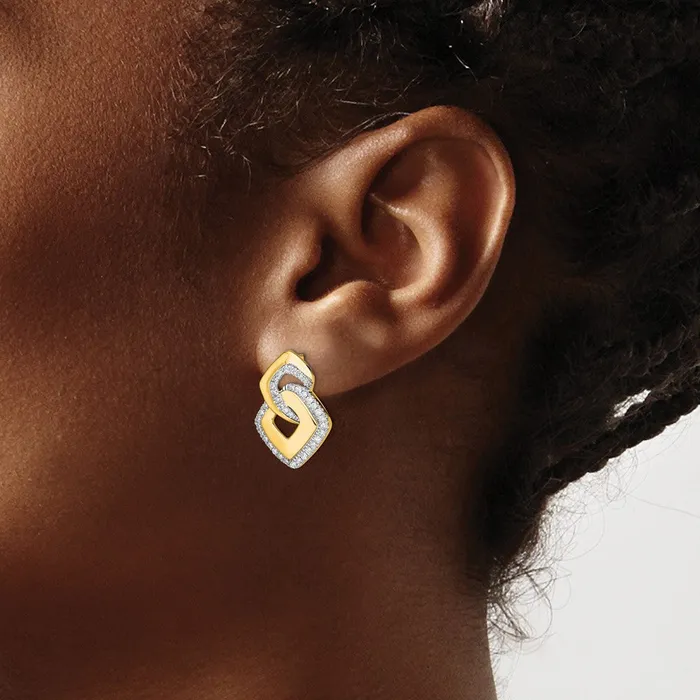 Earrings Goldia 14k Yellow Gold Polished Real Diamond Fancy Shaped Post Earrings
