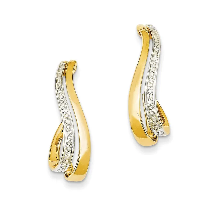 Earrings Goldia 14k Yellow Gold Rhodium Real Diamond Earrings