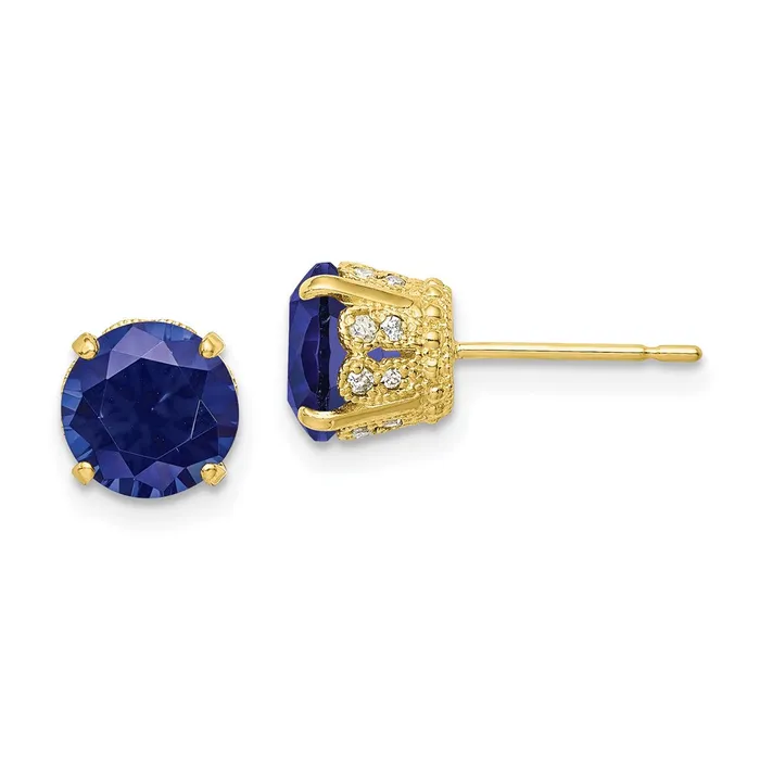 Earrings goldiaca 10K Tiara Collection Diamond Lab Created Sapphire Post Earrings Earrings goldiaca 10K Tiara Collection Diamond Lab Created Sapphire Post Earrings