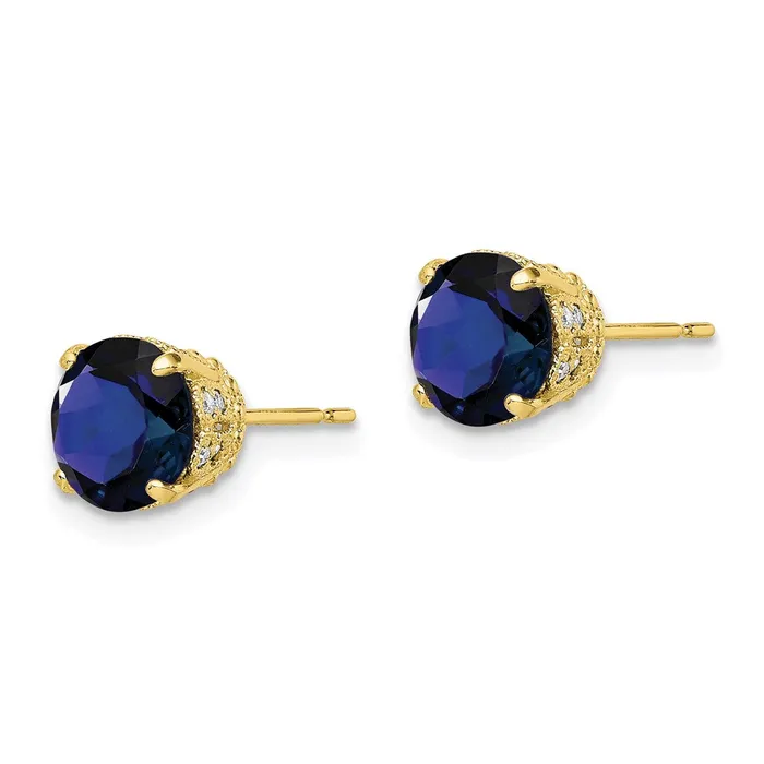 Earrings goldiaca 10K Tiara Collection Diamond Lab Created Sapphire Post Earrings