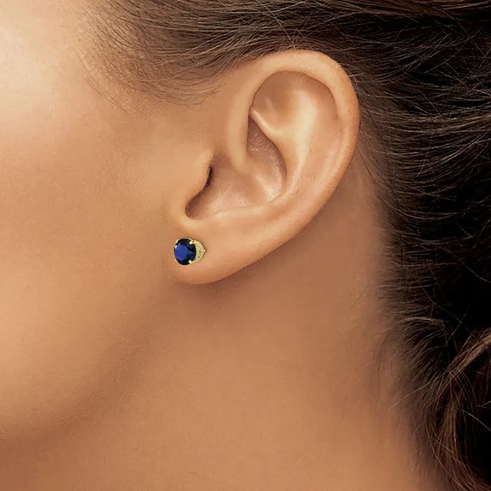 Earrings goldiaca 10K Tiara Collection Diamond Lab Created Sapphire Post Earrings