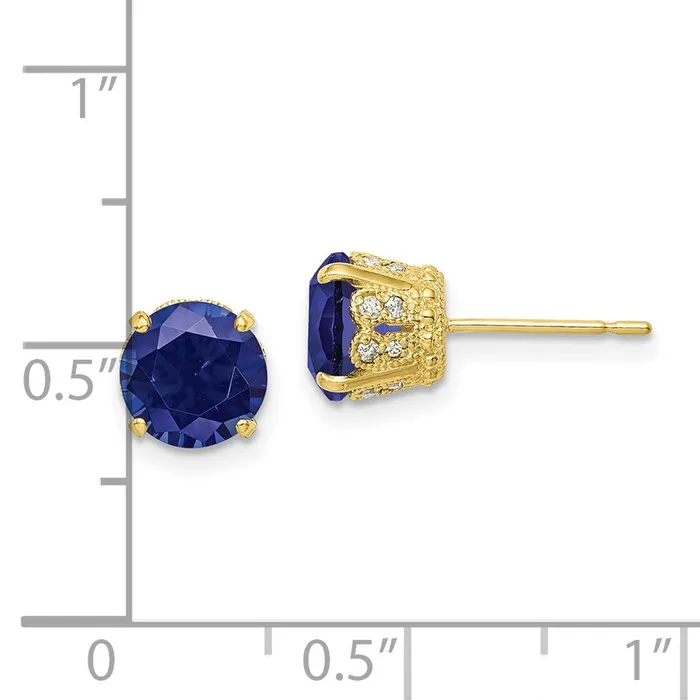Earrings goldiaca 10K Tiara Collection Diamond Lab Created Sapphire Post Earrings