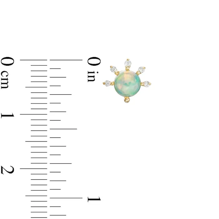 Earrings Goldia Opal and 005 CT TW Diamond Sun Stud Earrings in 10K Gold Earrings Goldia Opal and 005 CT TW Diamond Sun Stud Earrings in 10K Gold