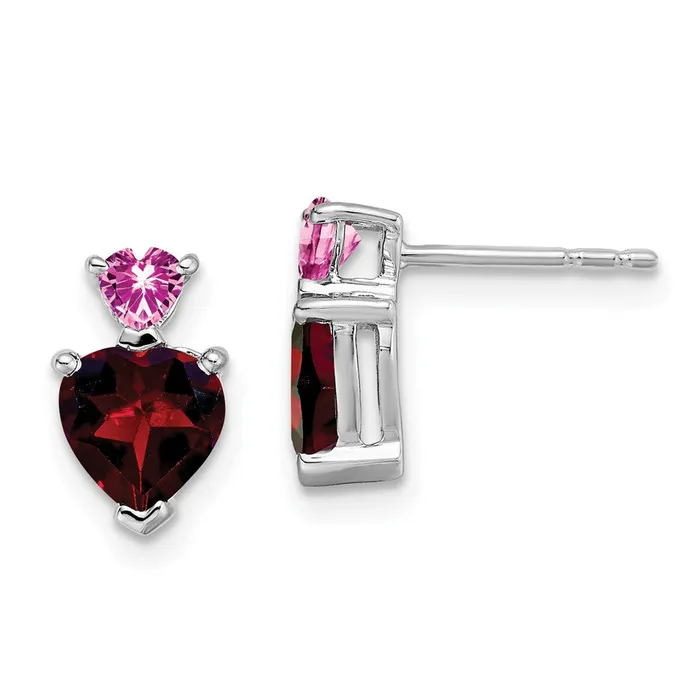 Earrings Goldia Solid 14k White Gold Simulated Garnet and Cr PinK Sapphire Heart Earrings Earrings Goldia Solid 14k White Gold Simulated Garnet and Cr PinK Sapphire Heart Earrings