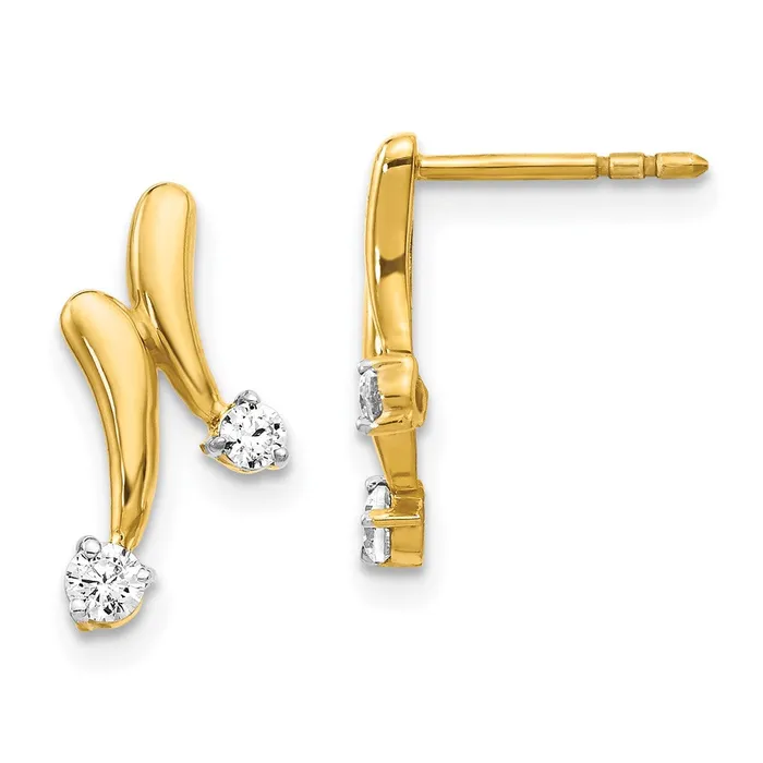Earrings Goldia Solid 14k Yellow Gold Simulated CZ Earrings