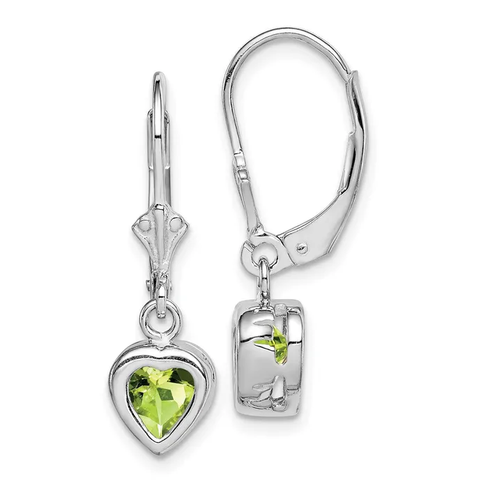 Earrings Goldia Sterling Silver Rhodium Plated 6mm Heart Peridot Leverback Earrings Earrings Goldia Sterling Silver Rhodium Plated 6mm Heart Peridot Leverback Earrings