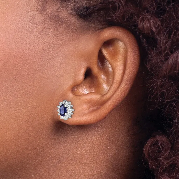 Earrings Goldia Sterling Silver Rhodiumplated CZLab Cr Blue Sapphire Earrings