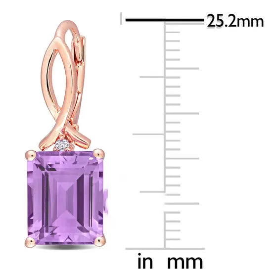 Earrings JMS always Original AMOUR 6 13 CT TGW Octagon Rose De France and White Topaz Leverback Earrings In Rose Plated Sterling Silver Earrings JMS always Original AMOUR 6 13 CT TGW Octagon Rose De France and White Topaz Leverback Earrings In Rose Plated Sterling Silver