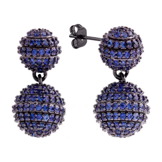 Earrings JMS always Original Elegant Confetti Womens 18K Black Gold Plated Blue CZ Simulated Diamond Pave Ball Drop Statement Earrings Earrings JMS always Original Elegant Confetti Womens 18K Black Gold Plated Blue CZ Simulated Diamond Pave Ball Drop Statement Earrings