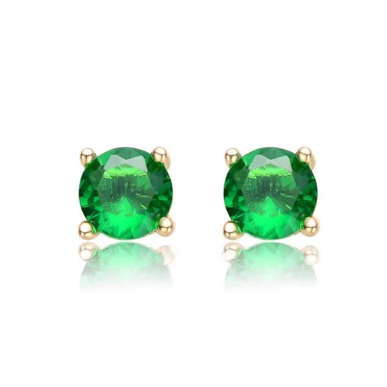 Earrings JMS always Original Rachel Glauber 14K GP Plated Overlay Green Cubic Zirconia Earrings