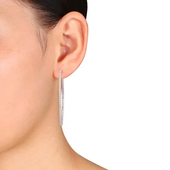 Earrings Original AMOUR 1 14 CT TDW Diamond Hoop Earrings In 14K White Gold JMS always Earrings Original AMOUR 1 14 CT TDW Diamond Hoop Earrings In 14K White Gold JMS always
