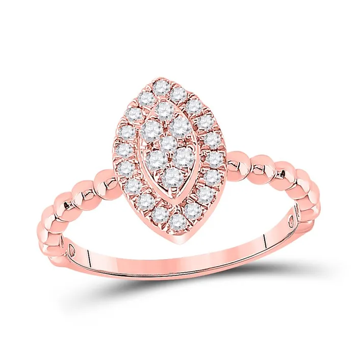 gndatlanta 10k Rose Gold Round Diamond Oval Cluster Ring 13 Cttw Rings