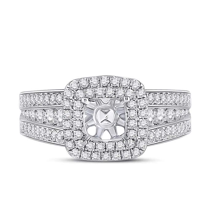 gndatlanta 14k White Gold Round Diamond 1 Ct Rd Center Halo Bridal SemiMount Ring 34 Ctw Rings