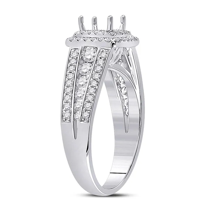gndatlanta 14k White Gold Round Diamond 1 Ct Rd Center Halo Bridal SemiMount Ring 34 Ctw Rings