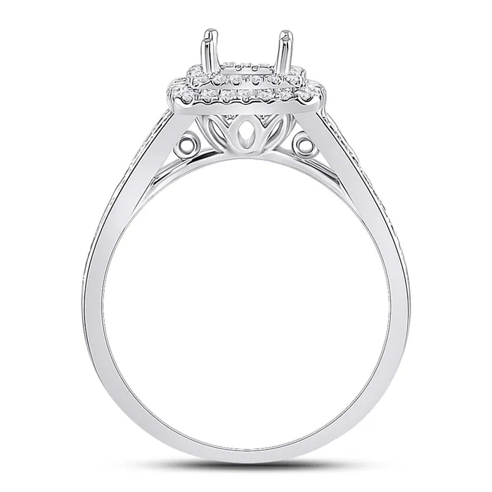 gndatlanta 14k White Gold Round Diamond 1 Ct Rd Center Halo Bridal SemiMount Ring 34 Ctw Rings