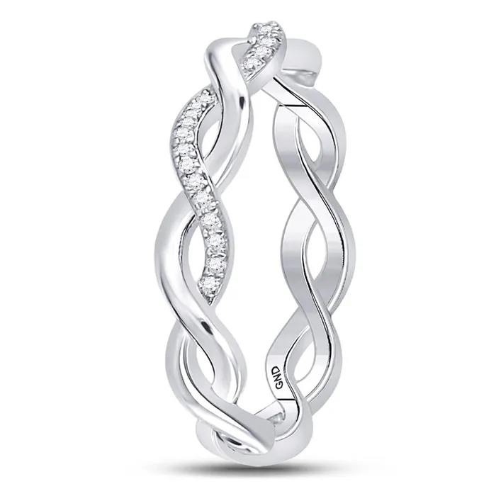 gndatlanta 14k White Gold Round Diamond Fashion Braid Band Ring 110 Cttw Rings