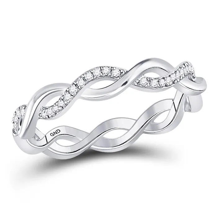 gndatlanta 14k White Gold Round Diamond Fashion Braid Band Ring 110 Cttw Rings