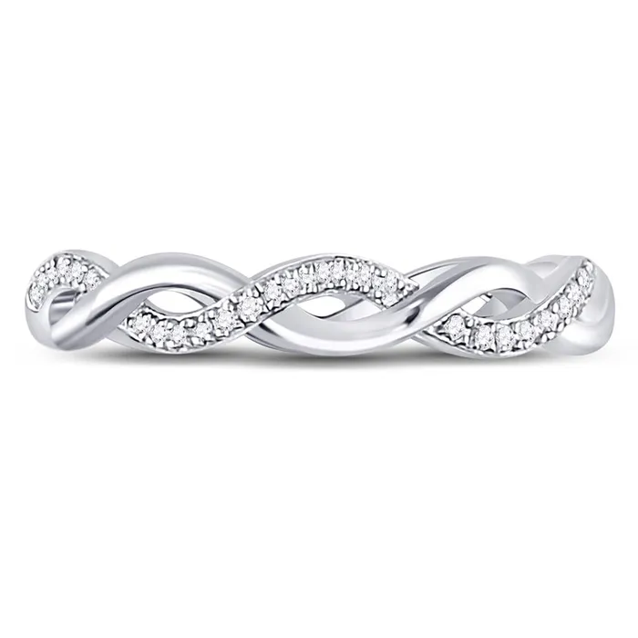 gndatlanta 14k White Gold Round Diamond Fashion Braid Band Ring 110 Cttw Rings