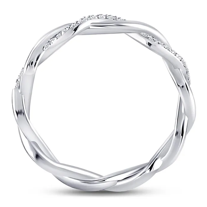 gndatlanta 14k White Gold Round Diamond Fashion Braid Band Ring 110 Cttw Rings