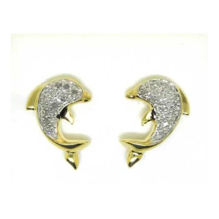 gndatlanta Earrings 10k Yellow Gold Round Diamond Dolphin Earrings 16 Cttw gndatlanta Earrings 10k Yellow Gold Round Diamond Dolphin Earrings 16 Cttw