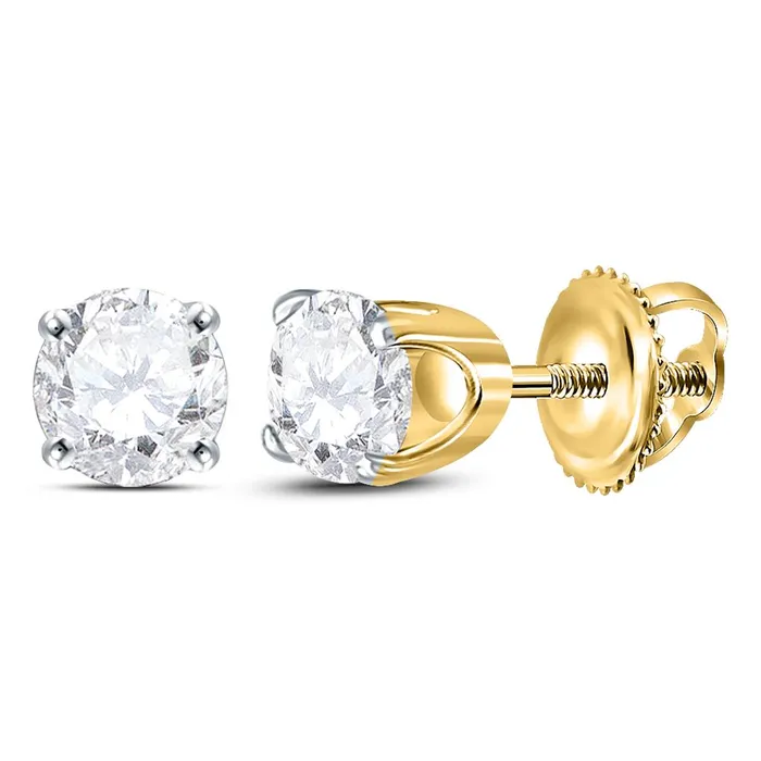 gndatlanta Earrings 14k Yellow Gold Round Diamond Excellent Solitaire Earrings 58 Cttw Certified gndatlanta Earrings 14k Yellow Gold Round Diamond Excellent Solitaire Earrings 58 Cttw Certified