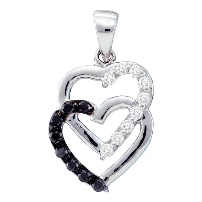 gndatlanta Necklaces 14k White Gold Round Black Diamond Heart Pendant 13 Cttw gndatlanta Necklaces 14k White Gold Round Black Diamond Heart Pendant 13 Cttw