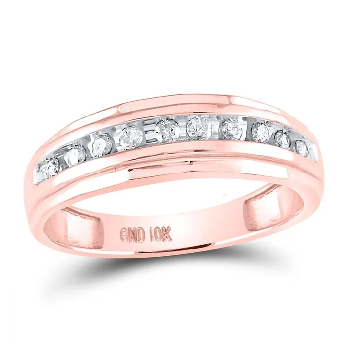 gndatlanta Rings 10k Rose Gold Round Diamond Wedding Band Ring 14 Cttw