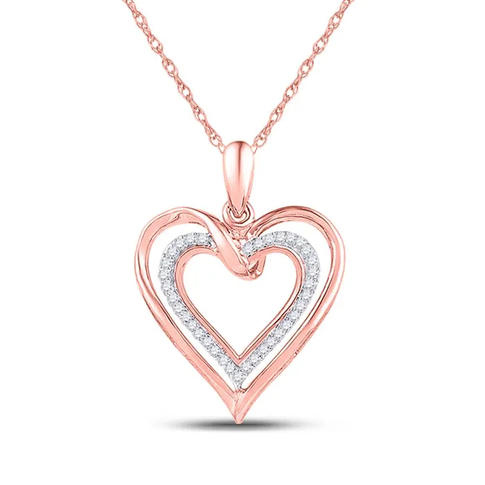 gndatlanta Rings 10k Twotone Gold Round Diamond Heart Pendant 110 Cttw