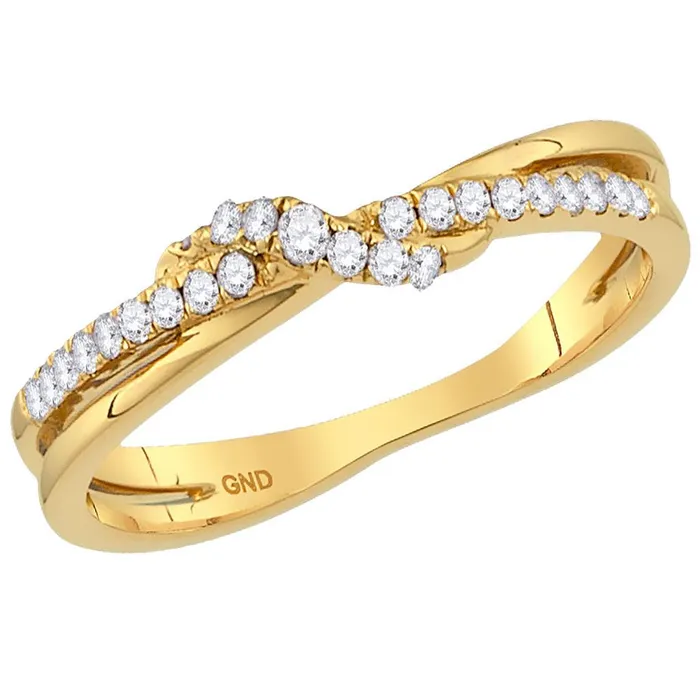 gndatlanta Rings 10k Yellow Gold Round Diamond Crossover Stackable Band Ring 16 Cttw gndatlanta Rings 10k Yellow Gold Round Diamond Crossover Stackable Band Ring 16 Cttw