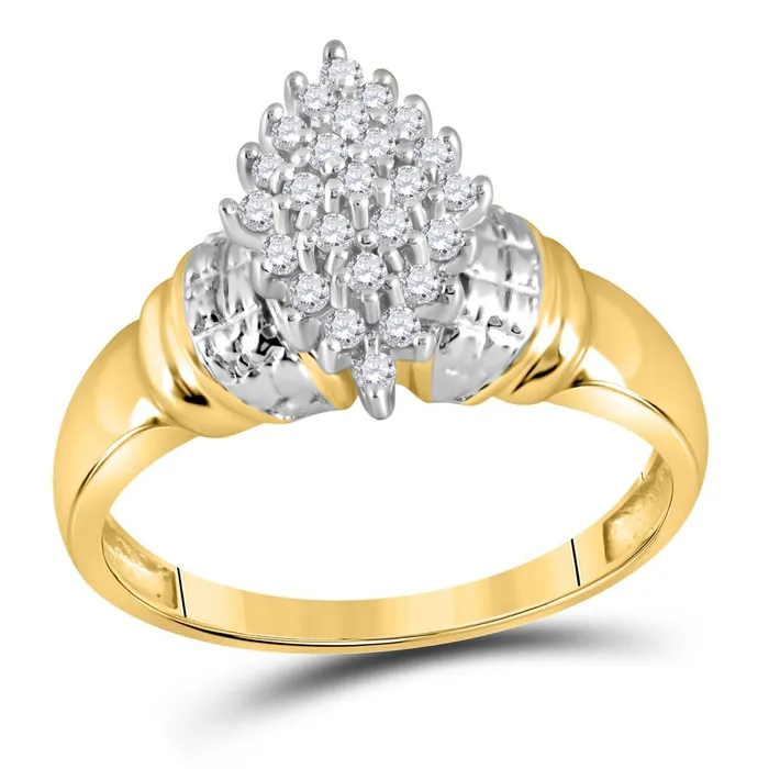 gndatlanta Rings 10k Yellow Gold Round Diamond Oval Cluster Ring 14 Cttw gndatlanta Rings 10k Yellow Gold Round Diamond Oval Cluster Ring 14 Cttw
