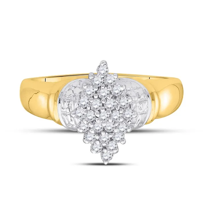 gndatlanta Rings 10k Yellow Gold Round Diamond Oval Cluster Ring 14 Cttw