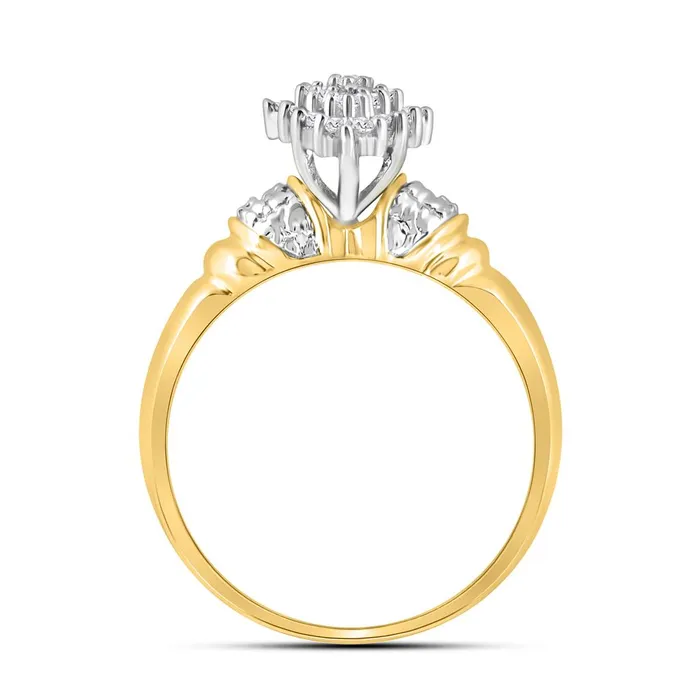 gndatlanta Rings 10k Yellow Gold Round Diamond Oval Cluster Ring 14 Cttw