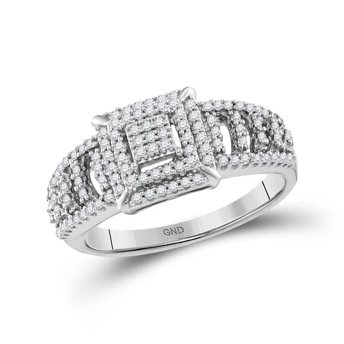 gndatlanta Rings 10k Yellow Gold Round Diamond Square Frame Cluster Ring 13 Cttw gndatlanta Rings 10k Yellow Gold Round Diamond Square Frame Cluster Ring 13 Cttw