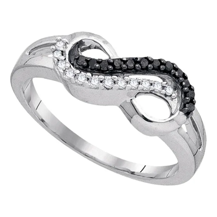 gndatlanta Rings 14k White Gold Round Black Diamond Infinity Ring 16 Cttw
