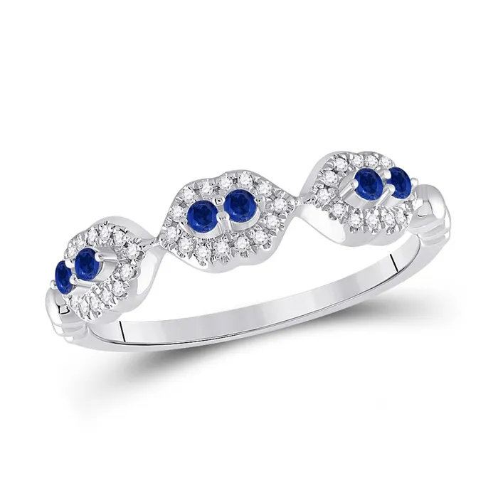 gndatlanta Rings 14k White Gold Round Blue Sapphire Diamond Band Ring 14 Cttw gndatlanta Rings 14k White Gold Round Blue Sapphire Diamond Band Ring 14 Cttw