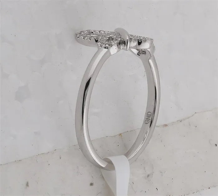 gndatlanta Rings 14k White Gold Round Diamond Butterfly Bug Fashion Ring 16 Cttw