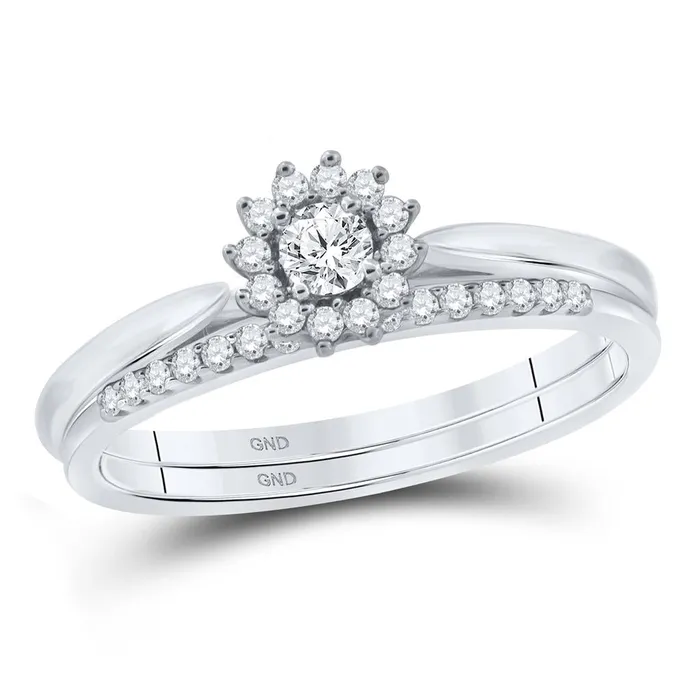 gndatlanta Rings 14k White Gold Round Diamond Halo Wedding Bridal Ring Set 14 Cttw gndatlanta Rings 14k White Gold Round Diamond Halo Wedding Bridal Ring Set 14 Cttw