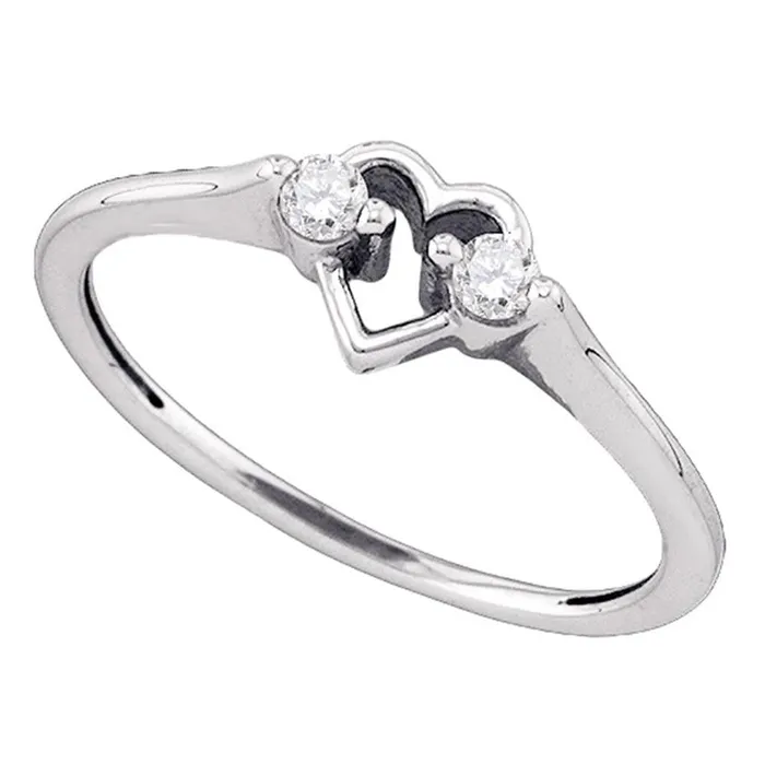 gndatlanta Rings 14k White Gold Round Diamond Heart Promise Ring 18 Cttw