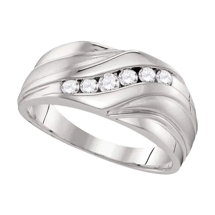 gndatlanta Rings 14k White Gold Round Diamond Wedding Band Ring 38 Cttw