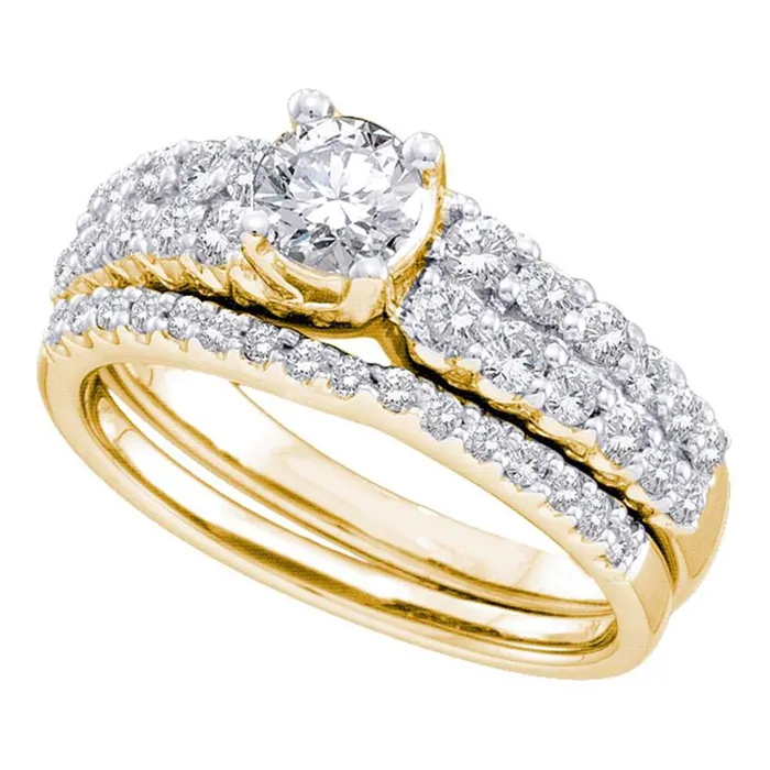 gndatlanta Rings 14k Yellow Gold Round Diamond Bridal Wedding Ring Set 138 Cttw gndatlanta Rings 14k Yellow Gold Round Diamond Bridal Wedding Ring Set 138 Cttw
