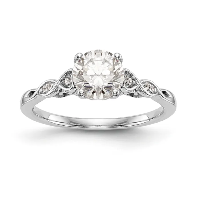 Goldia 003ct CZ Solid Real 14K White Gold Peg Set Engagement Ring Rings