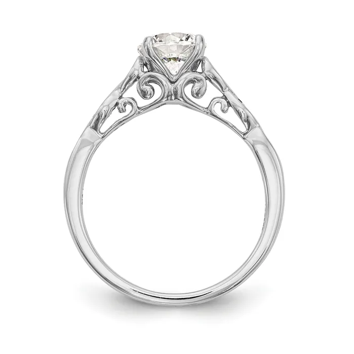 Goldia 003ct CZ Solid Real 14K White Gold Peg Set Engagement Ring Rings
