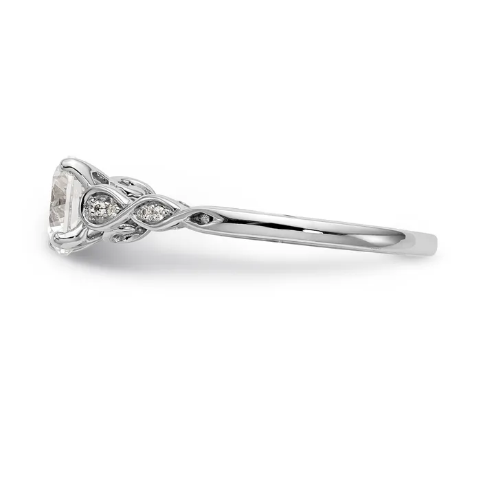 Goldia 003ct CZ Solid Real 14K White Gold Peg Set Engagement Ring Rings