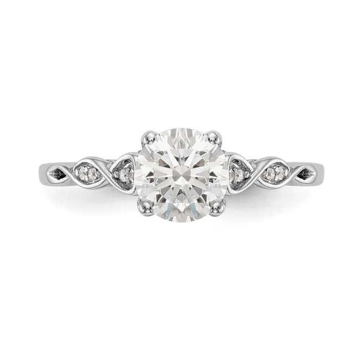 Goldia 003ct CZ Solid Real 14K White Gold Peg Set Engagement Ring Rings