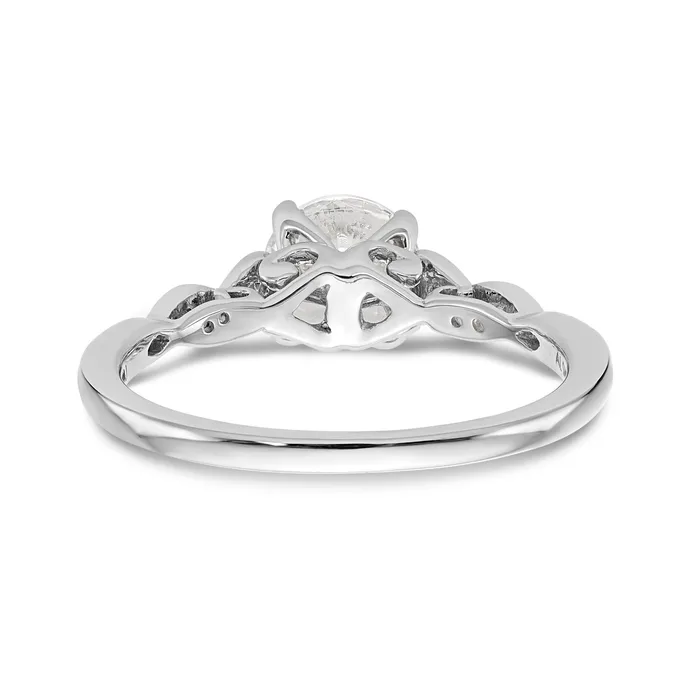 Goldia 003ct CZ Solid Real 14K White Gold Peg Set Engagement Ring Rings