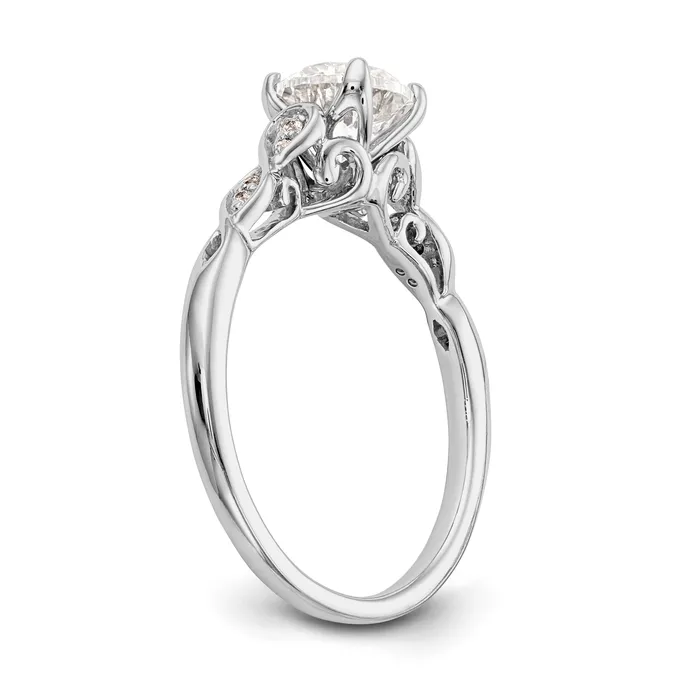 Goldia 003ct CZ Solid Real 14K White Gold Peg Set Engagement Ring Rings