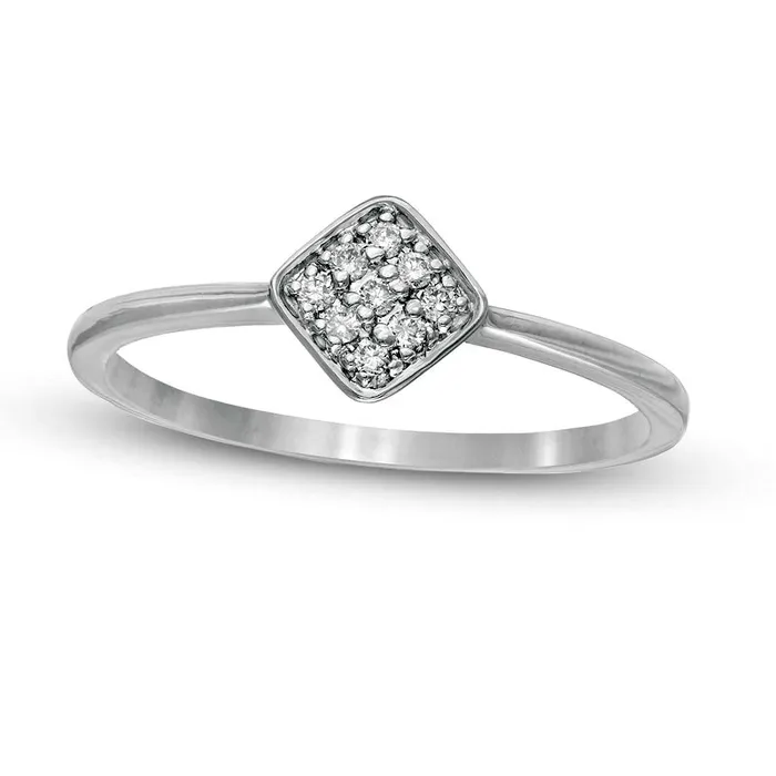 Goldia 007 CT TW Composite Natural Diamond Tilted Cushion Promise Ring in Solid 10K White Gold Rings Goldia 007 CT TW Composite Natural Diamond Tilted Cushion Promise Ring in Solid 10K White Gold Rings